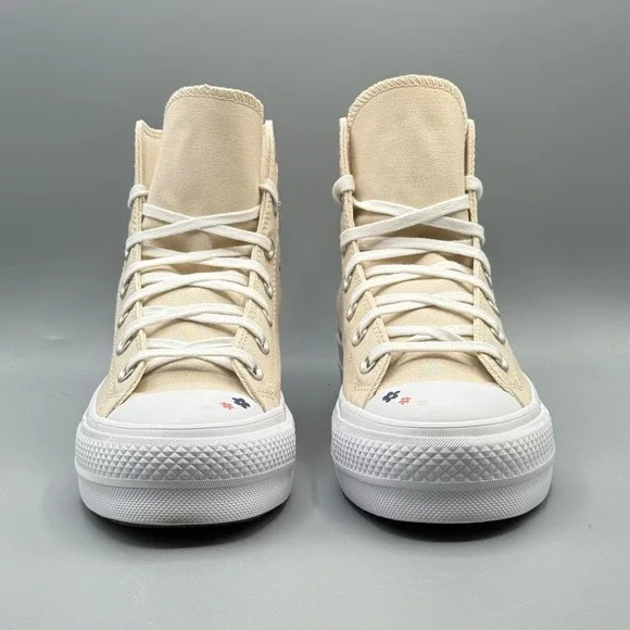 Converse Women's 8 Hi Top Sneakers Platform CTAS Lift Embroidered Flower A14265C - Picture 7 of 15